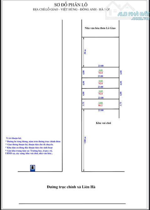 Bán đất Lỗ Giao, Việt Hùng Đông Anh 92m2 - 3