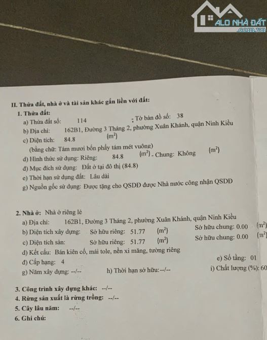 BÁN NHÀ MẶT TIỀN 3/2, XUÂN KHÁNH, NINH KIỀU, TPCT - 1