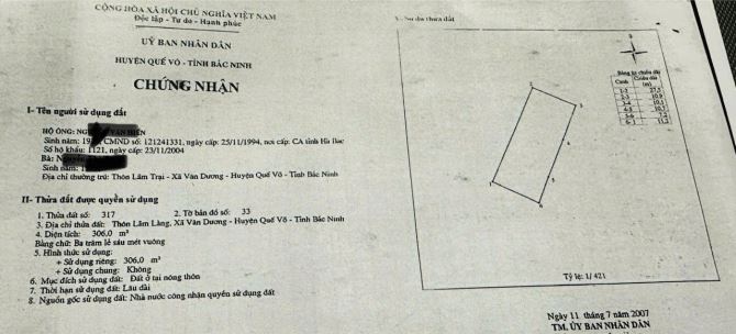 BÁN ĐẤT THỔ CƯ LÃM LÀNG ( LÀN 2) – DT 306M2 – KCN QUẾ VÕ, BẮC NINH - 2