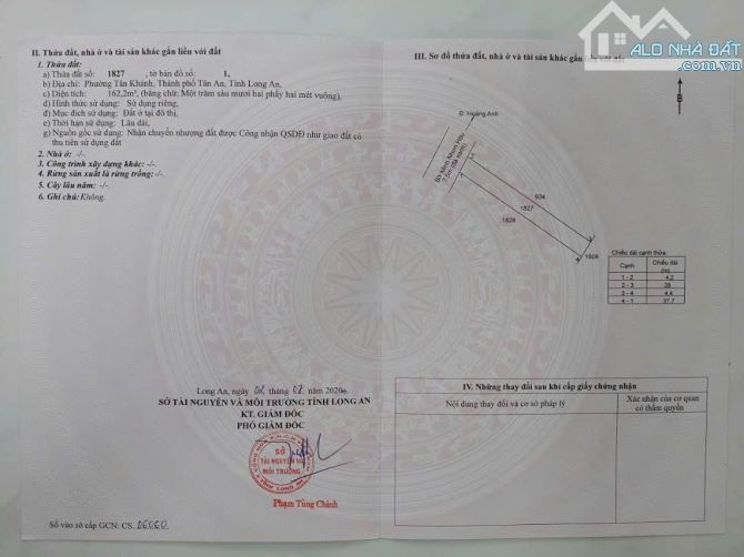 Đất Mt đường bờ kênh Nhơn Hậu, P Tân Khánh TP Tân An. Gần ngã tư vành đai & QL1 - 4