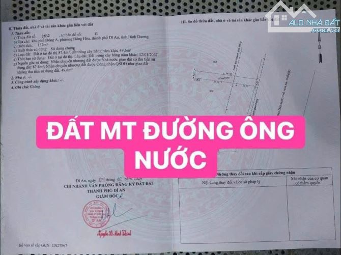 Lô Đất Mặt tiền 137m. Có nhà cho thuê. P. Đông Hòa. giáp Thủ Đức. Giá: 3.9ty - 5