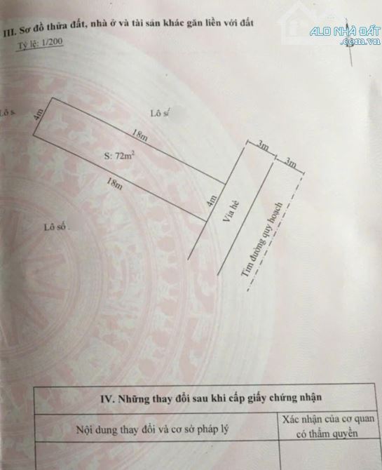 CẦN BÁN LÔ ĐẤT Tuyến 2 đường 40m Đất tái định cư Đồng Giáp, Hải An (C127)  D.tích: 72m (ng