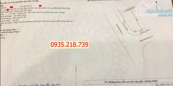 GIÁ RẺ, GÓC 2MT đường Khuê Mỹ Đông 7+ Khuê Mỹ Đông 15- GIÁ  9.4 tỷ TL