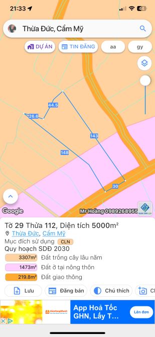 Bán 5 sào thừa đức gần đập suối quýt giá mềm