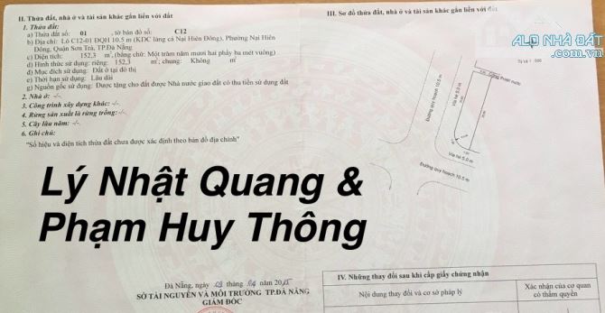 GIA ĐÌNH CẦN BÁN LÔ ĐẤT GÓC NGÃ 4 ĐƯỜNG 10.5m THÔNG RA SÔNG HÀN - 1