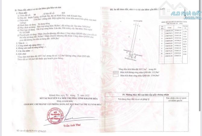 Lô đất 1.750m2 - Mặt tiền QL 26, TX Ninh Hòa - tỉnh Khánh Hòa. Chỉ 2tỷ - 3