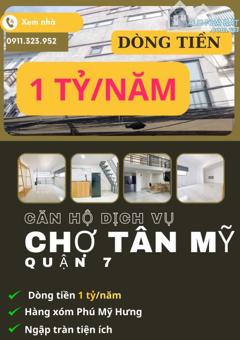 DÒNG TIỀN KHỦNG 1 TỶ/NĂM-MỘT BƯỚC CHÂN QUA PHÚ MỸ HƯNG -NGAY CHỢ TÂN MỸ