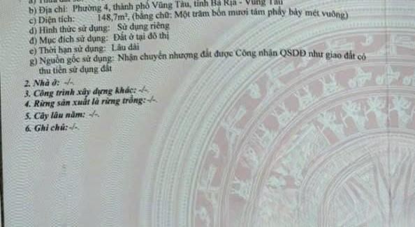 BÁN ĐẤT MẶT TIỀN ĐƯỜNG KÝ CON PHƯỜNG 4 TP. VŨNG TÀU VỚI 145M2 NGANG 5M THỔ CƯ CHỈ 11.8 TỶ - 3