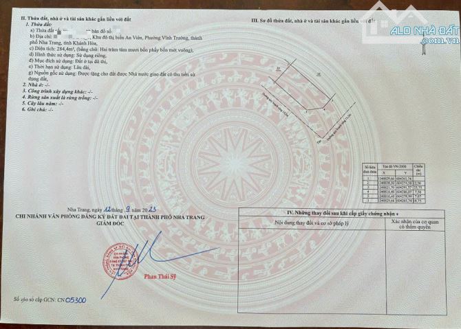 Bán đất lô góc biệt thự ,KĐT  biển An Viên, phường Vĩnh Trường, Nha Trang 284,4m2 rộng12,5 - 7