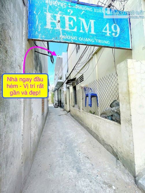 BÁN NHÀ TRỆT LẦU HẺM 49 ĐƯỜNG QUANG TRUNG SÁT ĐƯỜNG