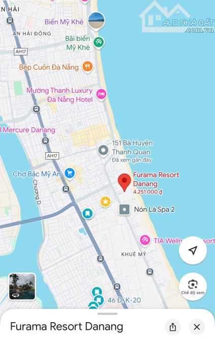 BÁN NHÀ 3 TẦNG -MẶT TIỀN Ô TÔ ĐỖ CỬA –ĐỐI DIỆN REORT FURAMA-VÕ NGUYÊN GIÁP- ĐÀ NẴNG