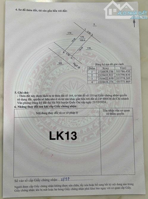 Chủ đầu tư bán 100m2, MT 10m giá 3,85 tỷ ,full thổ cư Hòa Lạc Quốc Oai.Phân lô ôtô chạy vò - 1