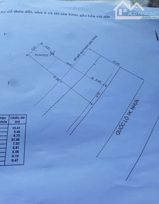 Bán đất 9.75x31.6m, mặt tiền đường Quốc Lộ 1K p.Đông Hòa gần chợ Đông Hòa - 1