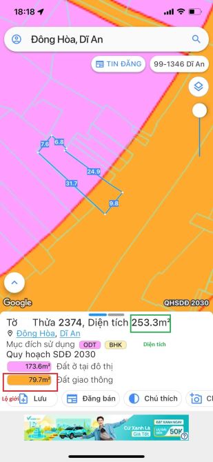 Bán đất 9.75x31.6m, mặt tiền đường Quốc Lộ 1K p.Đông Hòa gần chợ Đông Hòa - 4