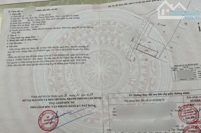 Bán nhanh căn nhà cấp 4 đang cho thuê ở Tân Thới Nhì Hóc Môn dt 89m2, 720 TRIỆU, SHR