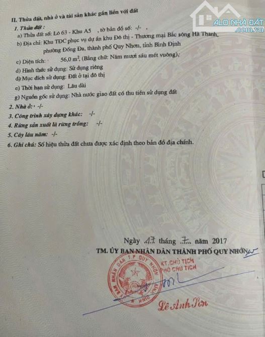 Bán lô đất đường số 10, cầu 2 Hà Thanh, Quy Nhơn