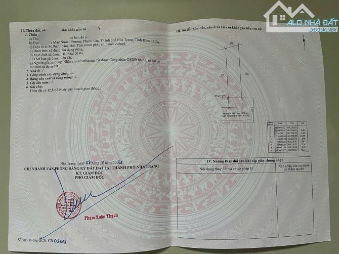 Bán Đất Trung Tâm TP.Nha Trang ( 80,9m2 - đường oto thông Thoáng ) Giá 4ty8 - 2