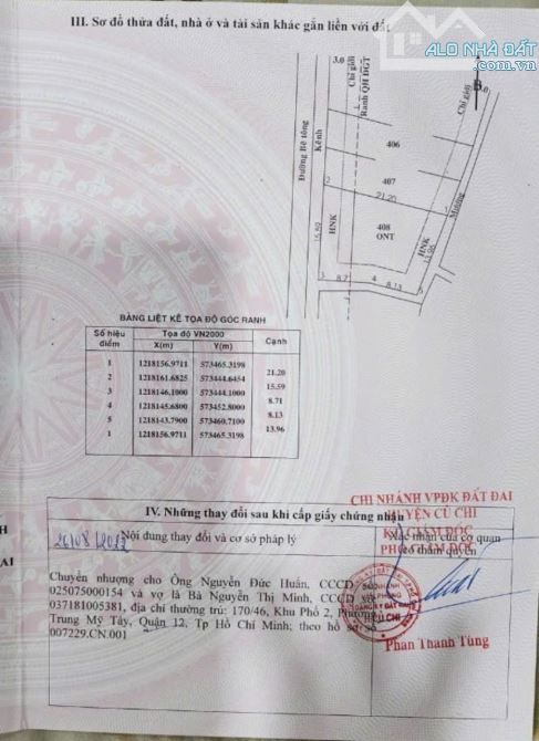 Bán đất 3 mặt tiền xã Phước Thạnh, huyện Củ Chi