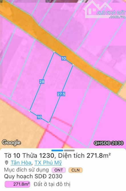 DVCC - Lô 10m ngang Tân Hoà,Tp. Phú Mỹ, BRVT