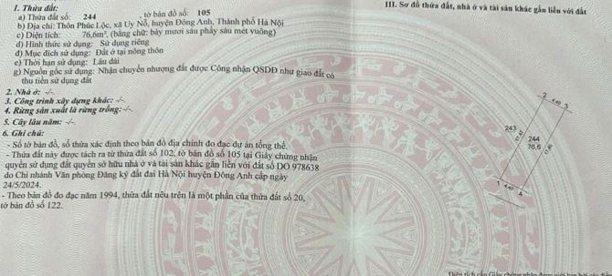BÁN LÔ 76 M2 MT 4.5 PHÚC LỘC, UY NỖ ĐÔNG ANH, THÔNG THOÁNG, VỊ TRÍ KIM CƯƠNG - 2