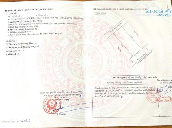 Bán lô đất thửa 162 lô 20B 59,69m2 giá 12xtr/m2