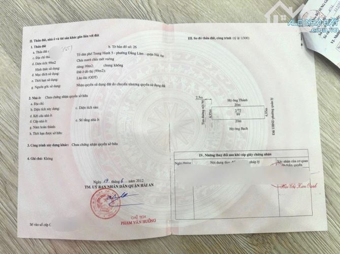 Cần chuyển nhượng lại lô đất ngõ Cung Trầm 135 Trung Lực - Diện tích: 99m2, mặt tiền 4,95m