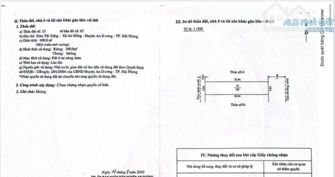 Bán đất mặt đường An Hồng, Hồng Bàng chỉ 23tr/m.