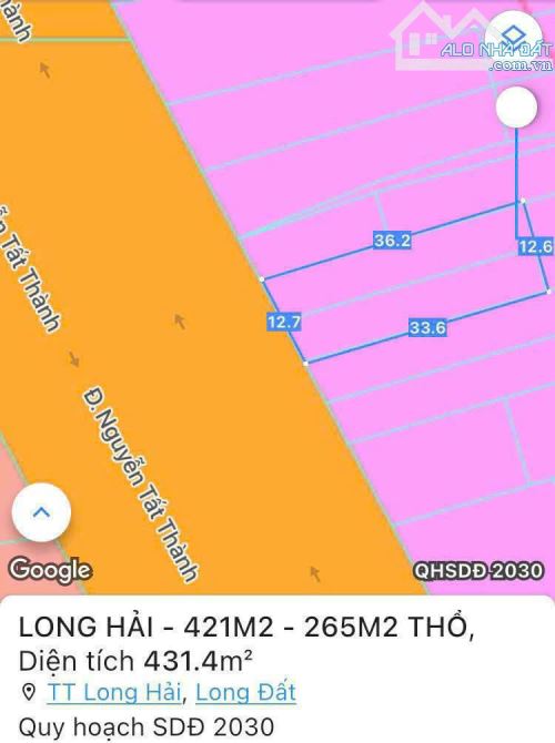 BÁN ĐẤT 12M NGANG MẶT TIỀN NGUYỄN TẤT THÀNH, TT. LONG HẢI, BRVT - 1