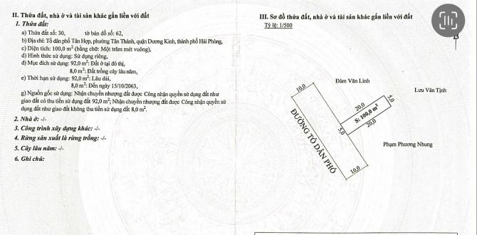 100m2 ngang 5m, đường 10m. Ngõ 81 Tân Thành, Dương Kinh, Chỉ 2.1 tỷ - 2