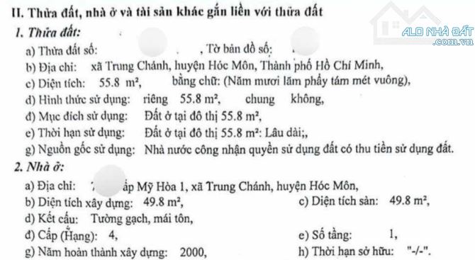 Chủ cần bán nhà 56m2 4x14m cấp 4 Mỹ Hòa - Trung Chánh - Hóc môn giá rẻ 3 tỷ sổ riêng. - 3