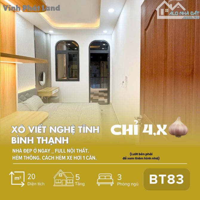 [BT83] Nhà 5 tầng - Khu VIP D2 Nguyễn Gia Trí - 3PN Full nt - DTSD: 100m2_Chỉ 4,x T