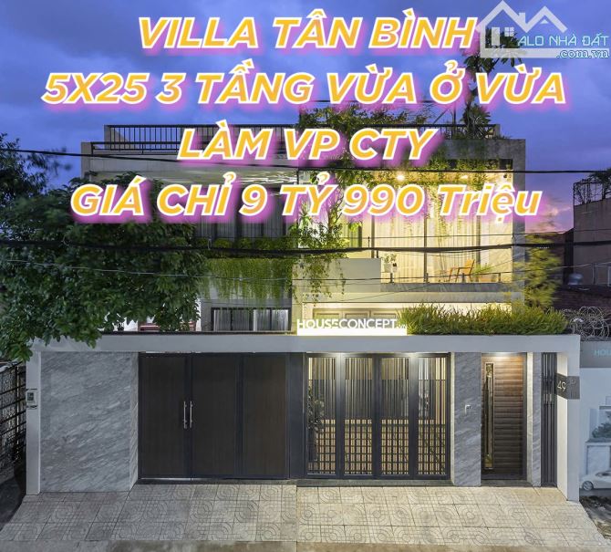 BIỆT THỰ ĐƯỜNG CỘNG HOÀ - NGANG 5MX23- KHU VIP TÂN BÌNH - GIÁ CHỈ 9 TỶ 990 TRIỆU