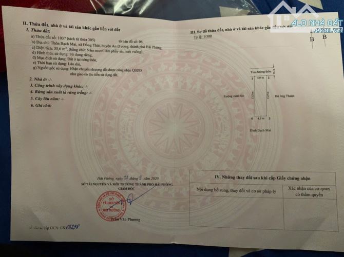 Bán 55,6m2 đường thông tại Bạch Mai,Đồng Thái,An Dương,Hải Phòng