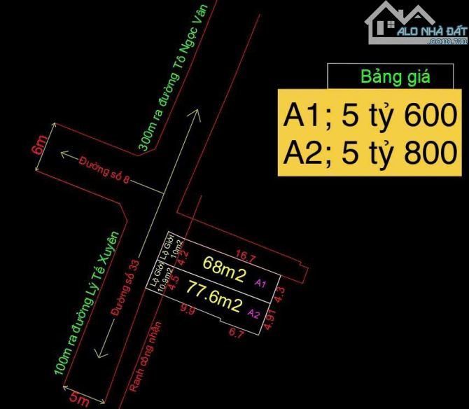 2 lô mặt tiền cực đẹp đường lý tế xuyên, Linh Đông - Giá  5,6 tỷ