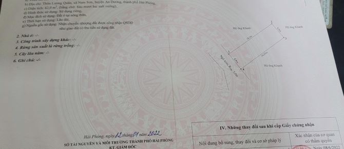 Bán đất Lương Quán – Nam Sơn – An Dương ngõ hơn 3m, trục thông giá 1,62 tỷ - 62 m2