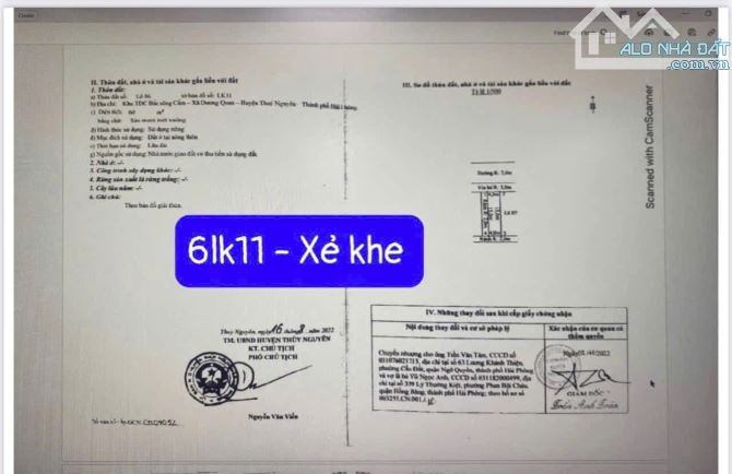 Bán lô xẻ khe 6lk11 TDC Áp Tràn Bắc Sông Cấm Thủy Nguyên gúa chỉ 3,4x tỷ - 2