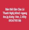 Bán đất khu Cầu Lê Thanh Nghị, Hà Thanh, Quy Nhơn, 60m2-n4, 2.450t"oi