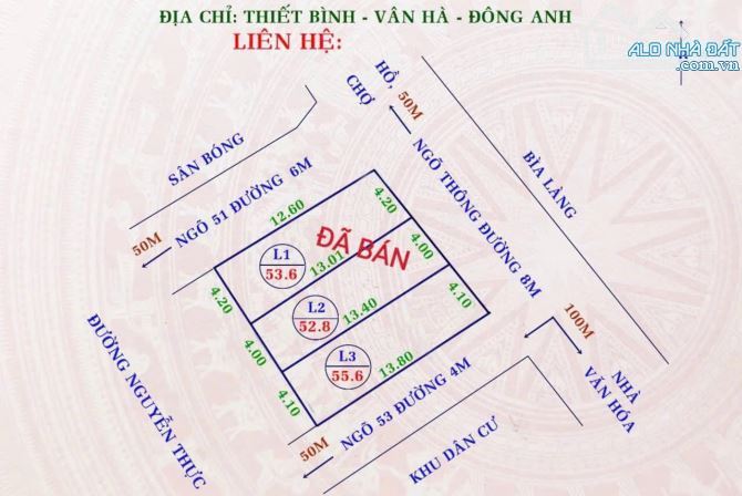 ĐẦU TƯ SINH LỜI VỚI LÔ GÓC TẠI THIẾT BÌNH - VÂN HÀ - ĐÔNG ANH. ĐẤT 2 MẶT TIỀN, OTO TRAN - 1