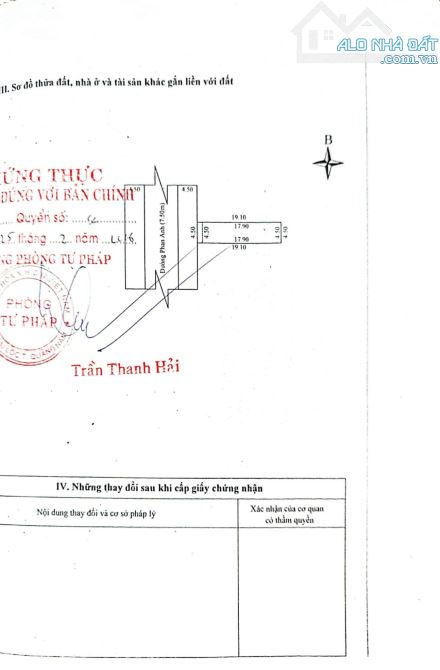 Bán lô đất cực đẹp Phan Anh giá 6.3 tỷ 4.5x19=86m Hướng Tây