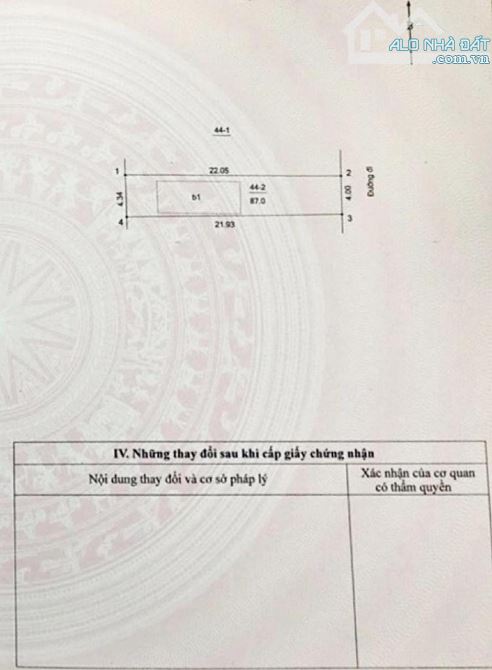 Bán Đất . Tặng Nhà C4 . 87/95m2 . Mặt Tiền 4.4m - 3