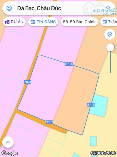 Bán khoảng 7 sào 2 (7274m2) đất Đá Bạc, huyện Châu Đức, BRVT.