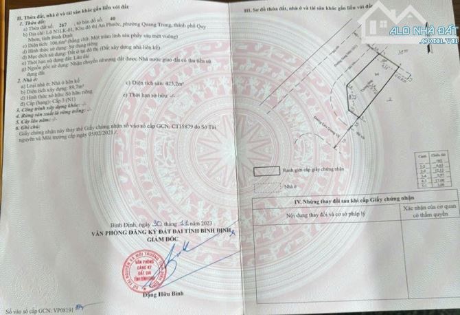 BÁN CĂN GÓC MẶT TIỀN ĐƯỜNG LƯU QUANG VŨ , PHƯỜNG QUANG TRUNG , TP. QUY NHƠN .