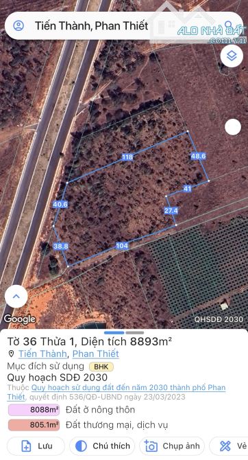 Bán Lô đất đẹp 12380m2 mặt tiền nhựa 719B, Xã tiến thành, Tp Phan thiết