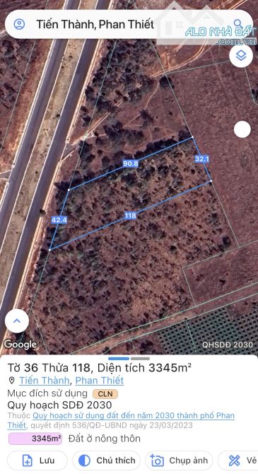 Bán Lô đất đẹp 12380m2 mặt tiền nhựa 719B, Xã tiến thành, Tp Phan thiết - 1
