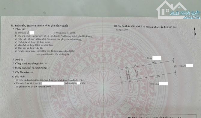Đất tuyến 2 đường Lương Quy, Lê Lợi, ô tô tránh nhau chỉ với hơn 1 tỷ đồng