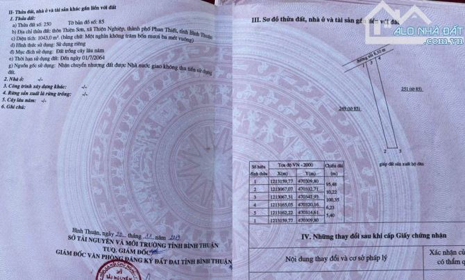 Bán 1 Sào Đất Mặt Tiền Đường Nhựa Gần Khu Du Lịch Quốc Gia Mũi Né