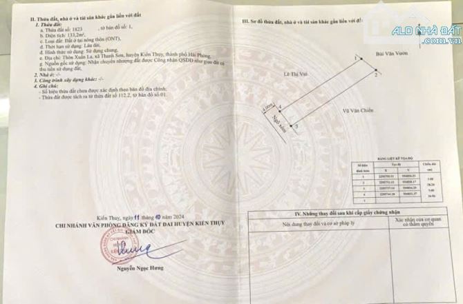 Bán đất Xuân La - Thanh Sơn - Kiến Thụy - Hải Phòng