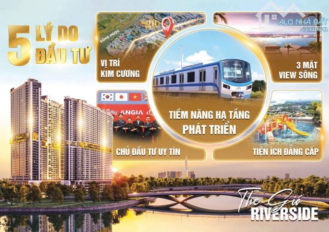 Căn Hộ The Gió Riverside, 2 mặt tiền, 3 mặt sông, 1,6 tỷ/căn, góp 1%/ tháng, 50% nhận nhà