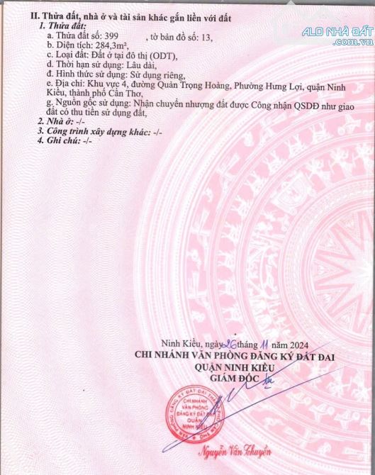Bán 284m2 đất mặt tiền đường Quảng Trọng Hoàng, Ninh Kiều, Cần Thơ - 14 tỷ  - Hướng: Đông - 1