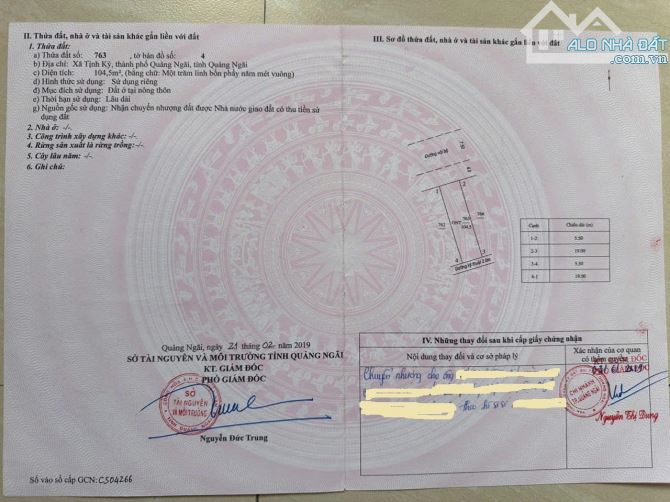 Bán đất khu dân cư xã Tịnh Kỳ Tuyến số 3, hướng Tây Bắc giá 1 tỷ thương lượng
